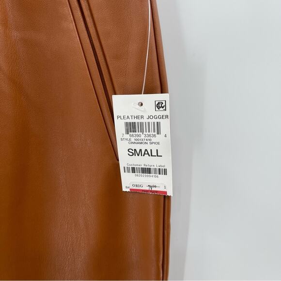NWT INC Faux Leather High Rise Jogger Pull On Pants in Cinnamon Spice Size Small - Picture 4 of 13